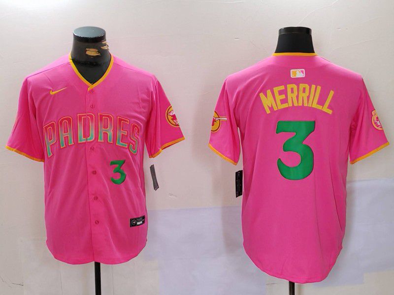 Men San Diego Padres #3 Merrill Pink Joint Name 2024 Nike MLB Jersey style 4